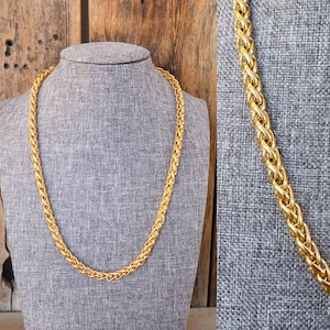 90s Gold Tone Thick Heavy Statement Necklace | Thick Gold Chain Chunky Necklace 18&quot; | Chain Link Necklace | Business Casual Jewelry
