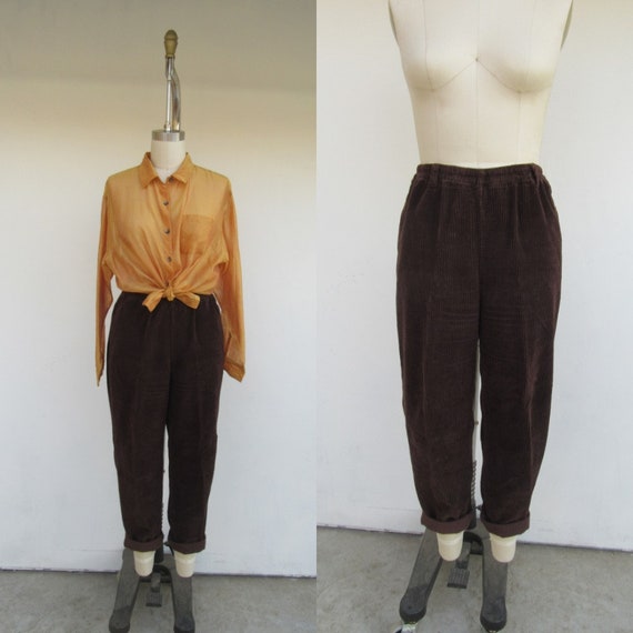 90s All Cotton Dark Brown Corduroy Easy Pants | Ri