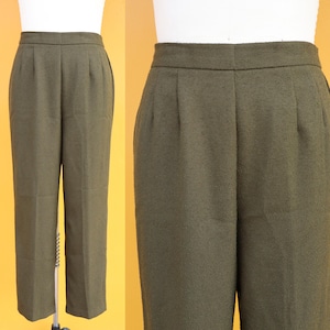 PLUS SIZE 90s Y2K Kelp Pleated High Rise Waist Trousers | Size 14 Business Casual Boucle Slacks | Dark Academia Pants | 33 to 38 Waist