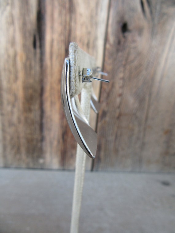 90s Silver Tone Modernist Angular Rectangle State… - image 6