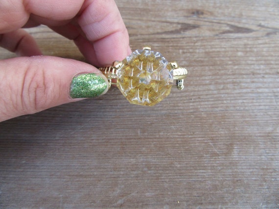 80s Chunky Gold Tone Oversized Faux Diamond Ring … - image 4