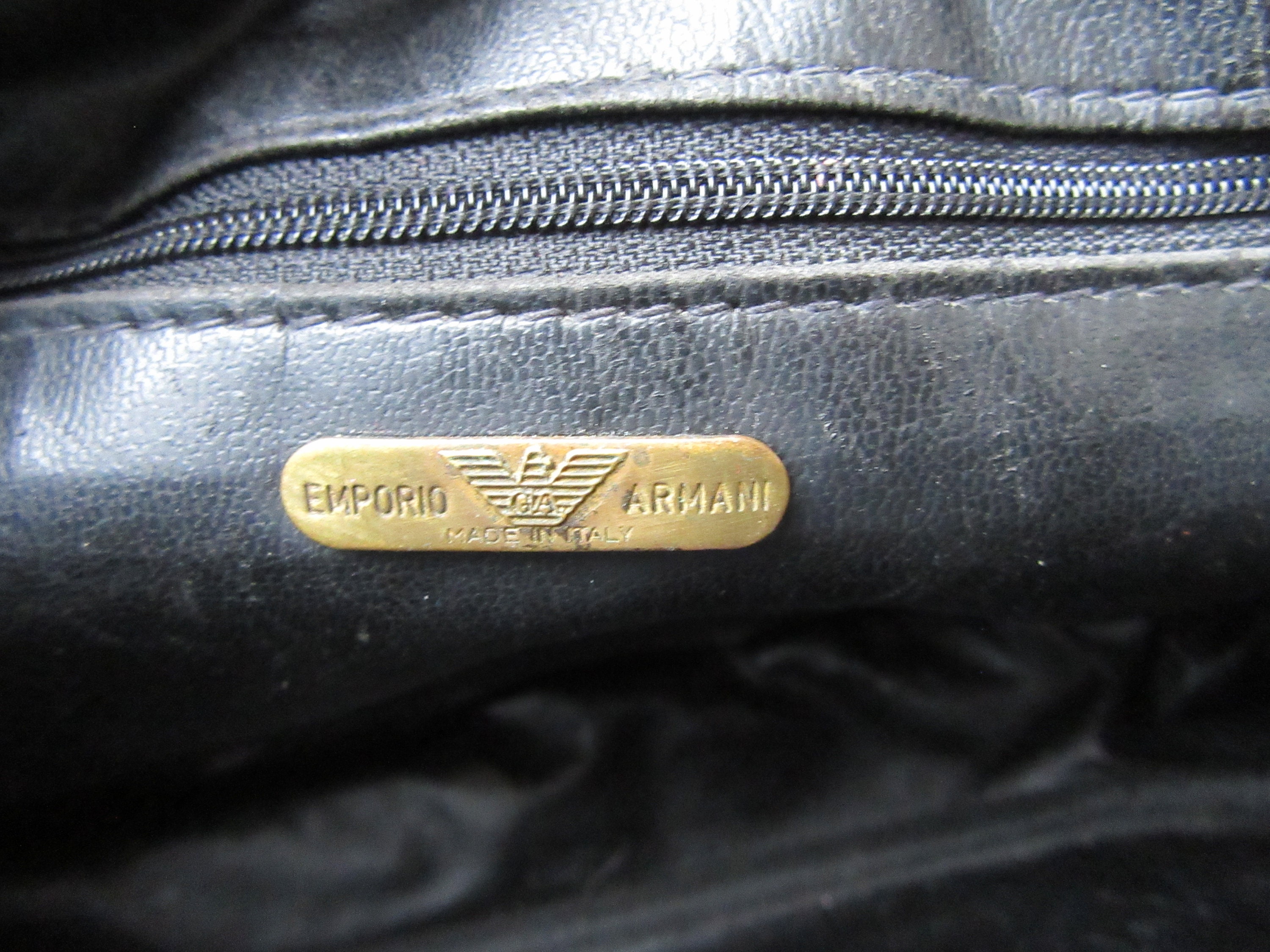 80s 90s Black Leather Emporio Armani Crossbody Satchel