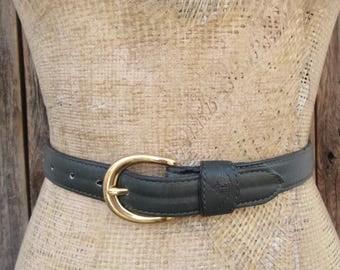 LANDS’ END S Genuine Suede Leather Winter Hunter Green Wide Vintage Buckle Belt Land main image 2