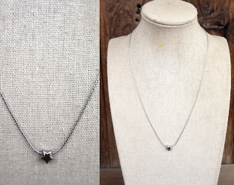 90s Y2K Dainty Silver Chain Star Necklace | Star Dangle Rosary
