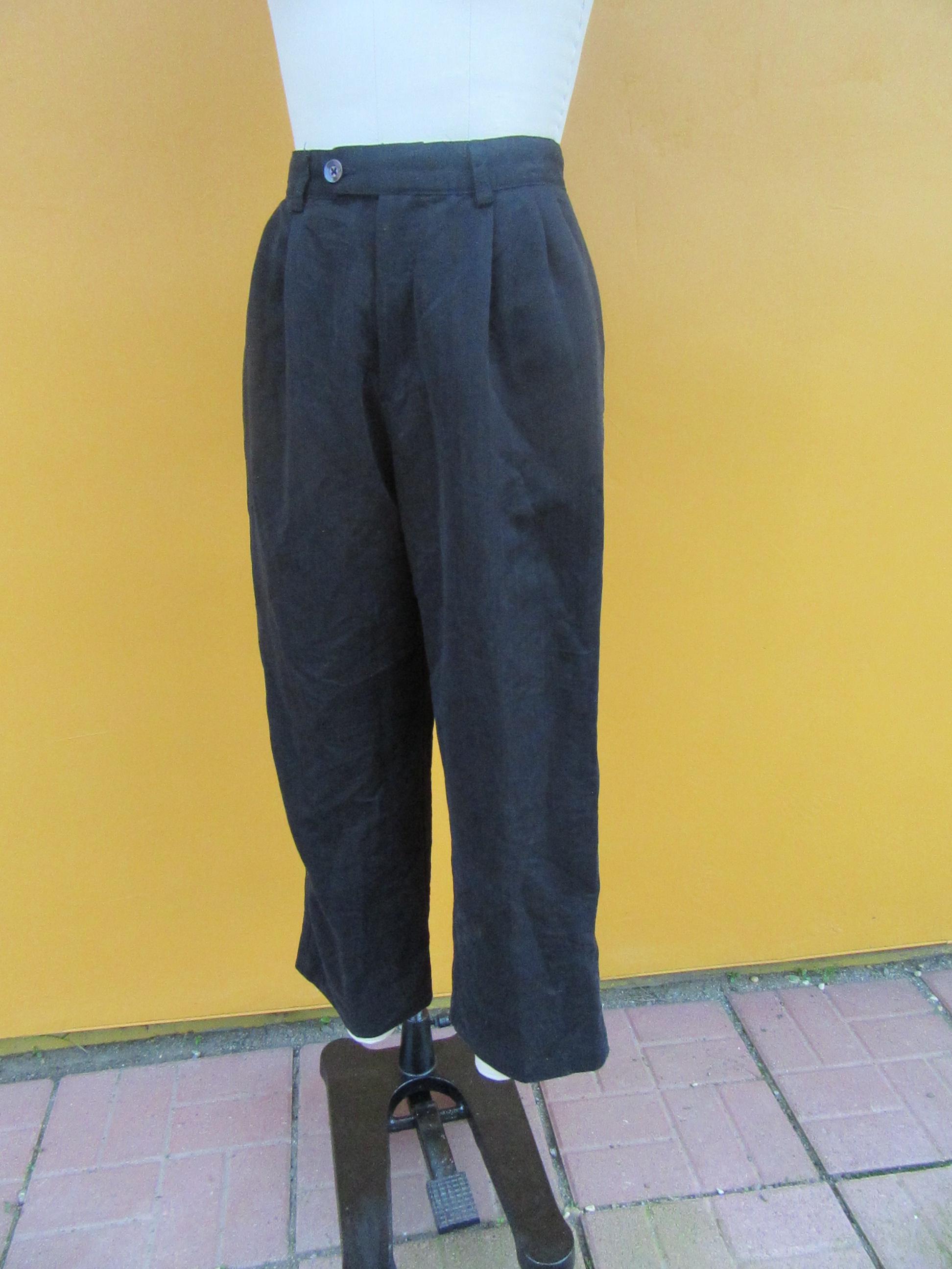 90s Black High Waist Wide Leg Pleated Trousers | Officecore Pants