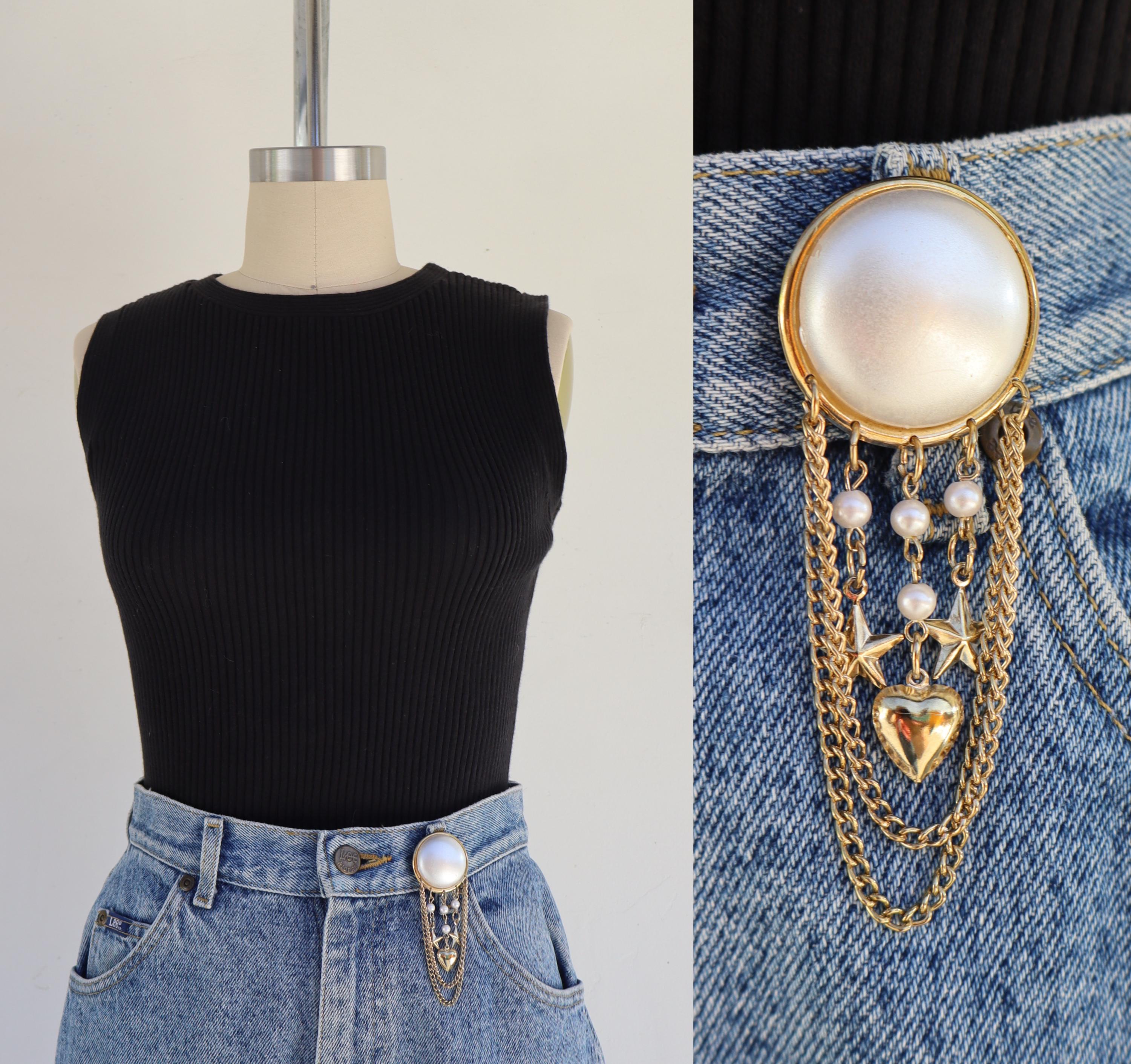 Vintage 80s 90s Tortoise Shell Chunky Link Chain Belt Gold Heart Charm 40\