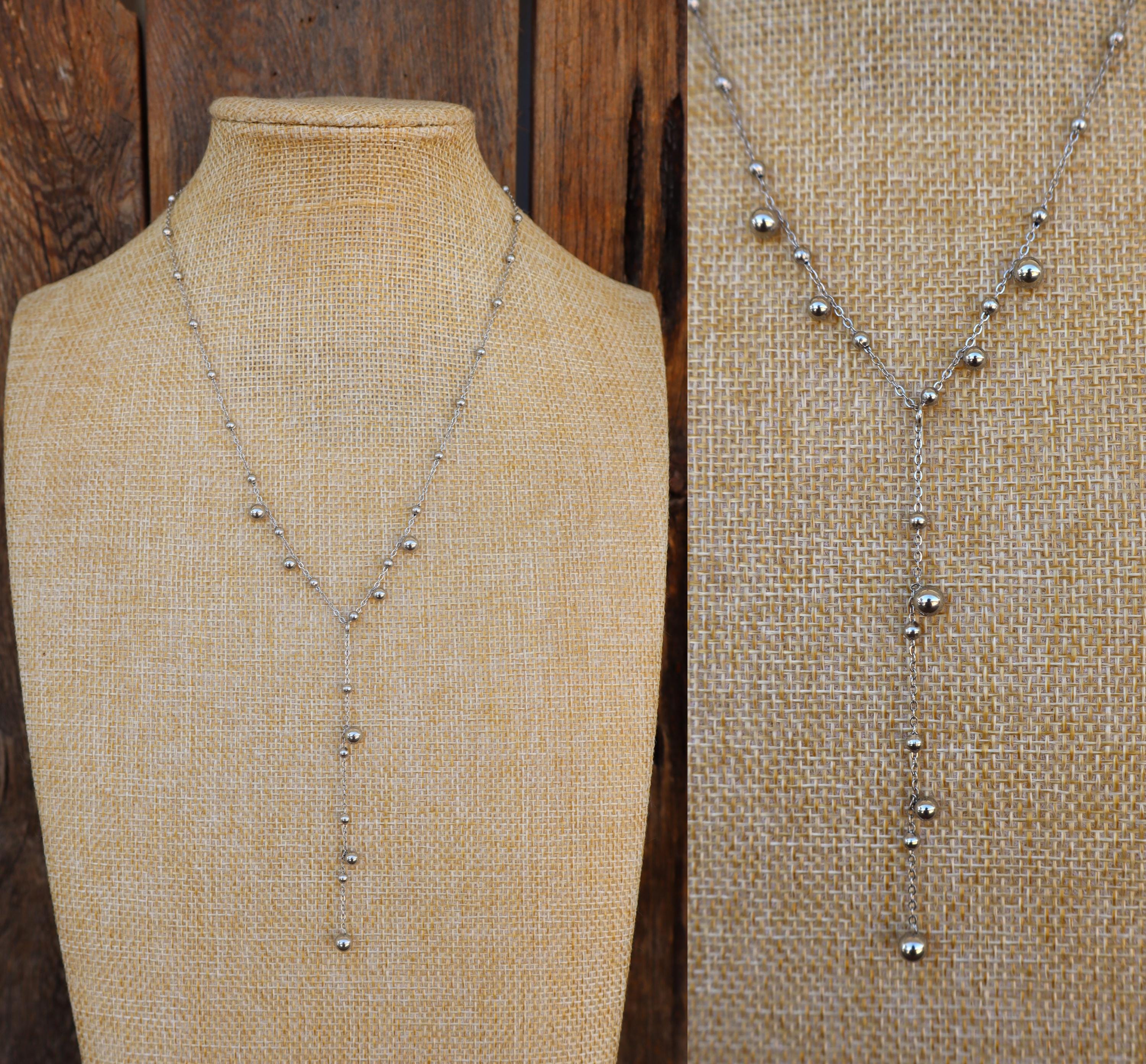 90s Y2K Dainty Silver Chain Ball Rosary Style Necklace - Etsy