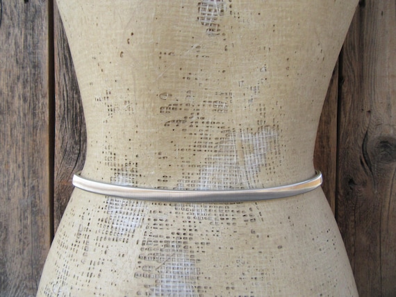 1990s Silver Metal Bow Tie Stretch Belt | 80s 90s Bow Buckle 