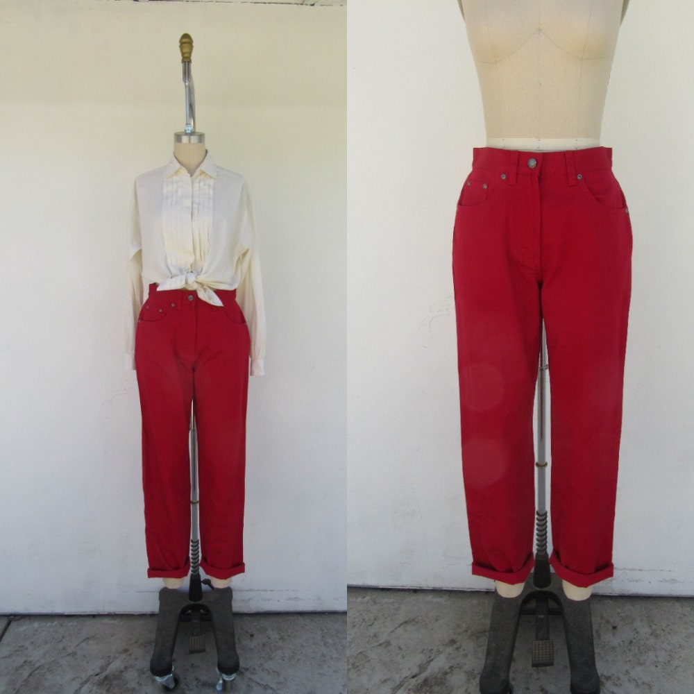 Red Corduroy Pants, High waist Long Corduroy Pants C2547 – Ylistyle