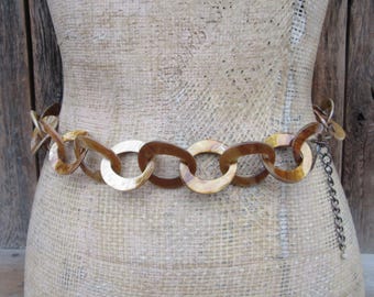 Vintage Faux Tortoiseshell Chain Link Belt - Mod Urban Style  display picture 1