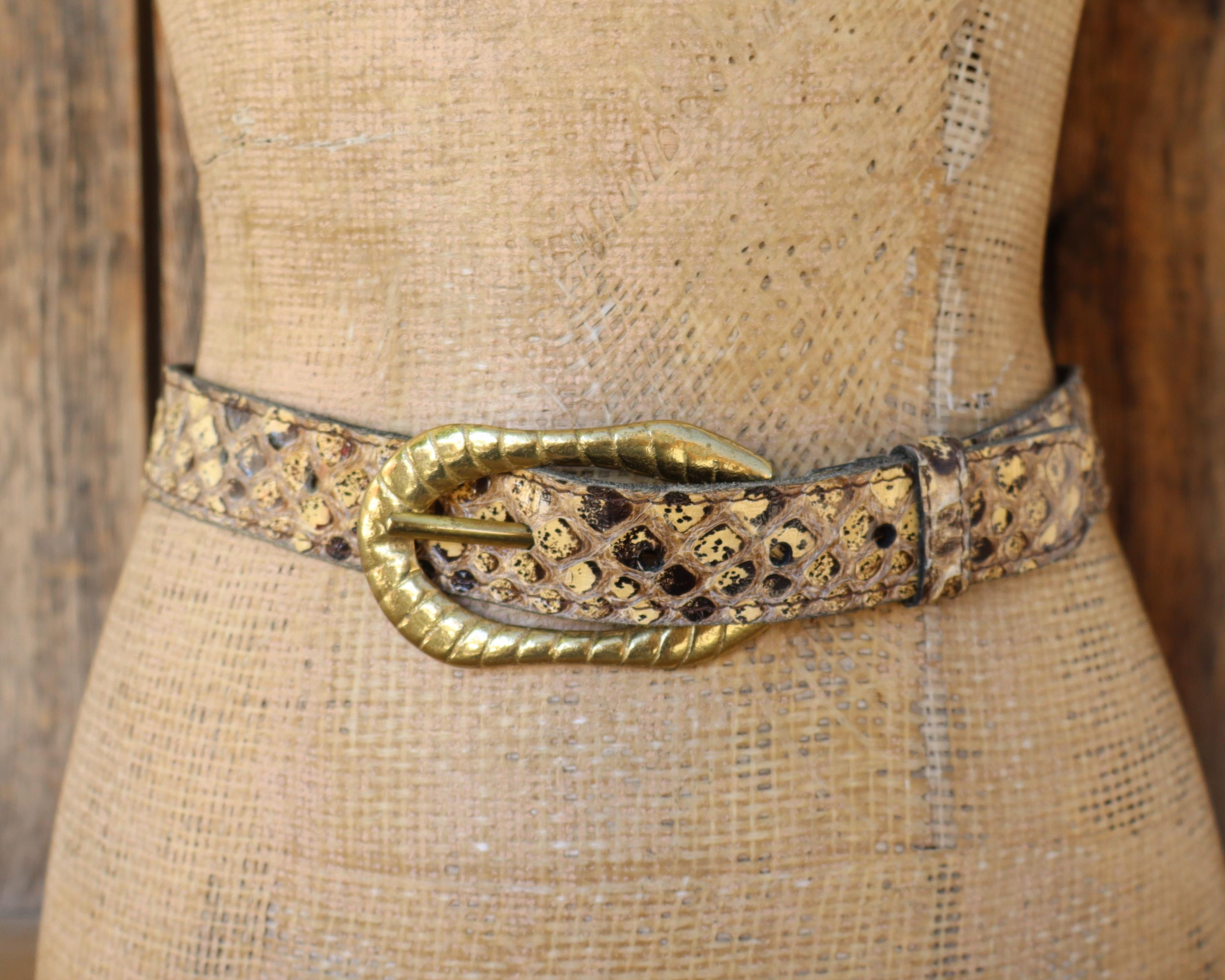 80s 90s Snakeskin Trouser Belt | Snake Waist Belt | 22 to 29 