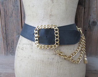 Gold Chain Belt with Tassel 38" or 48" Long PLUS SIZE Gold Waist Belt Retro 90s 