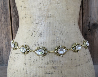 Buy Gold Metal Rhinestone Chain Layered Hanging Belt Online  display picture 1