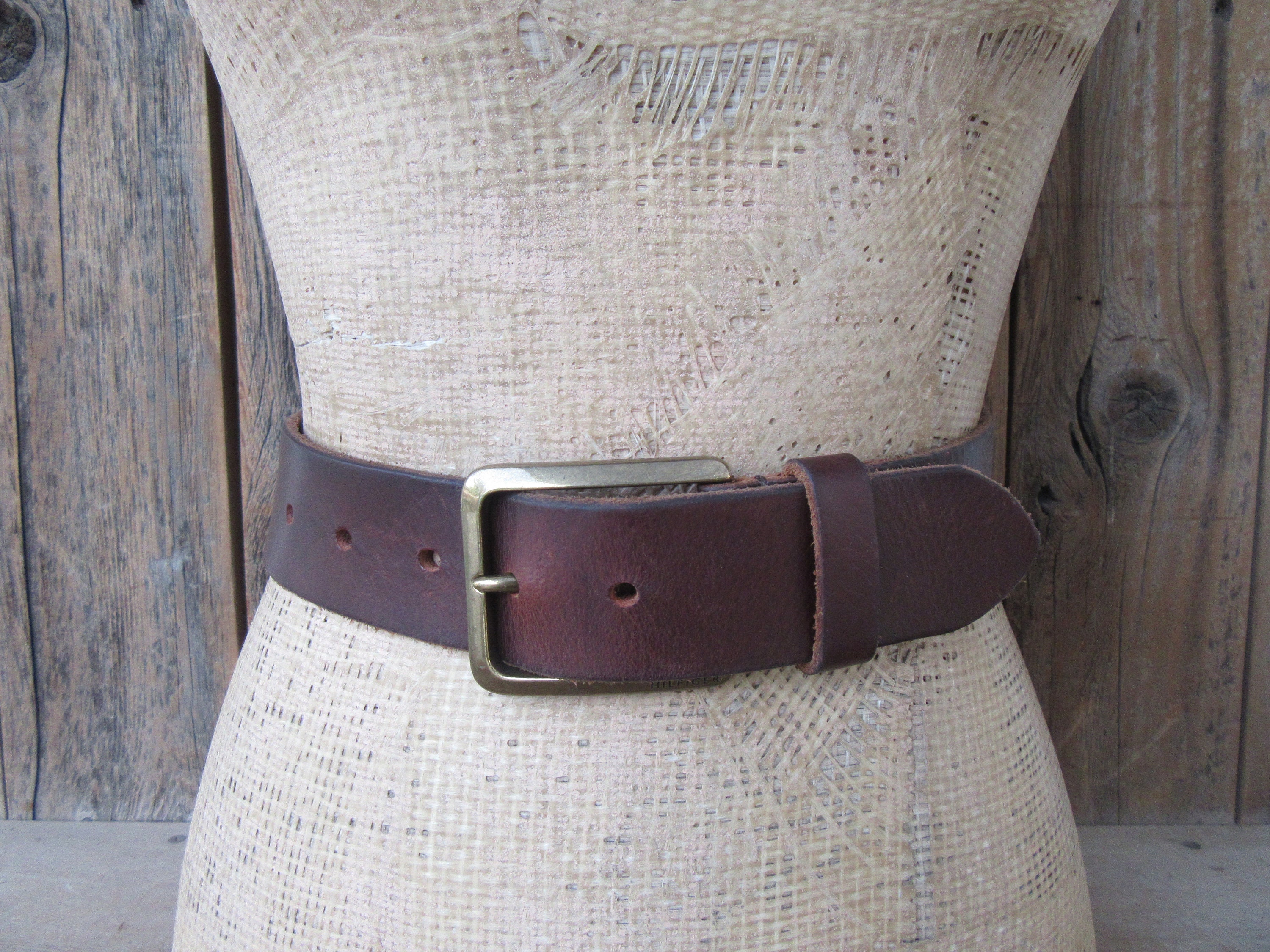 90s Y2K Hilfiger Dark Cinnamon Brown Leather Belt - Etsy