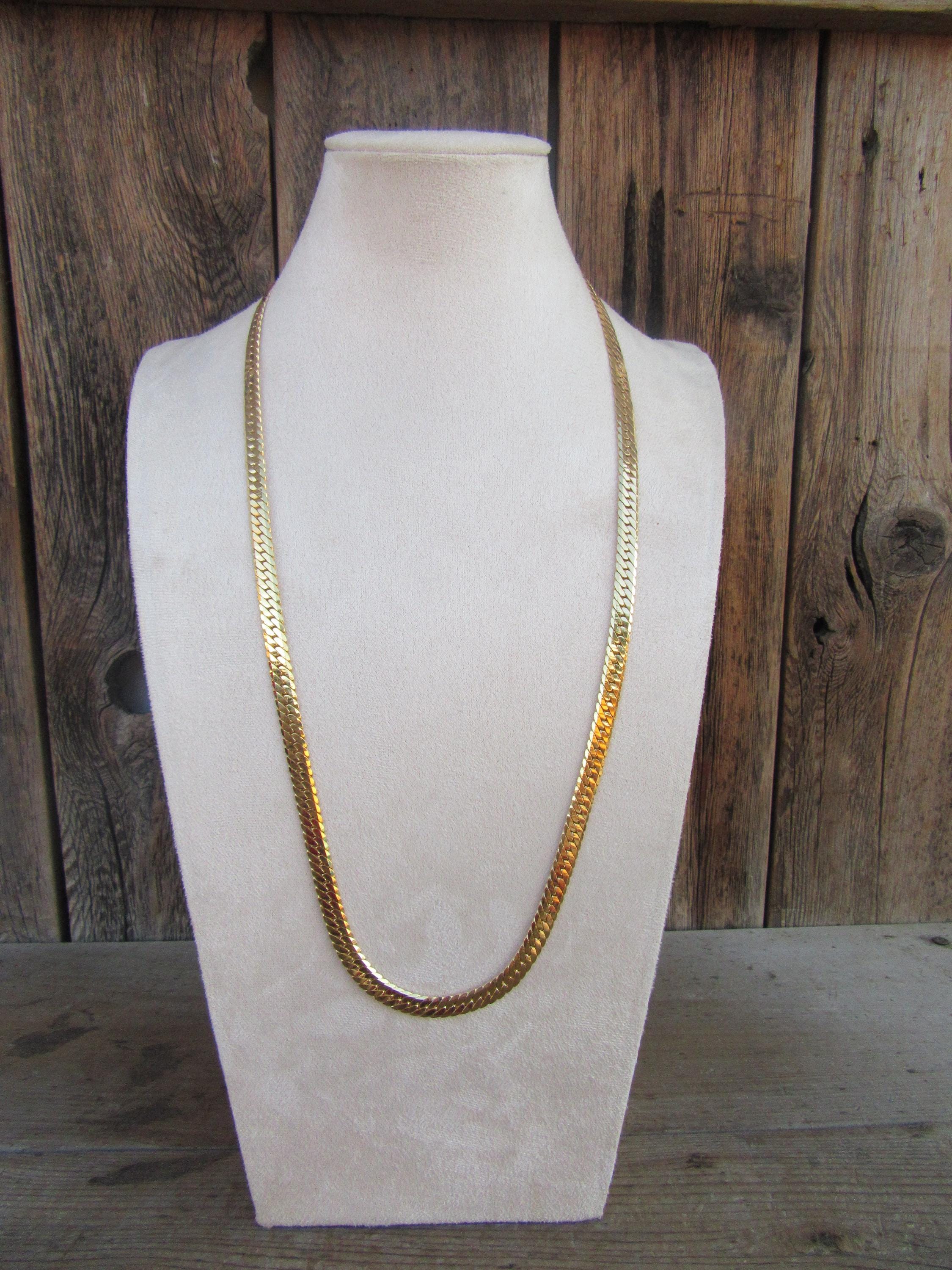90s Gold Tone Chunky Twisted Chain Statement Necklace | 30 