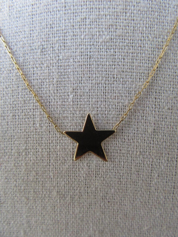 NOS 80s Gold Tone Star Chain Statement Necklace |… - image 3