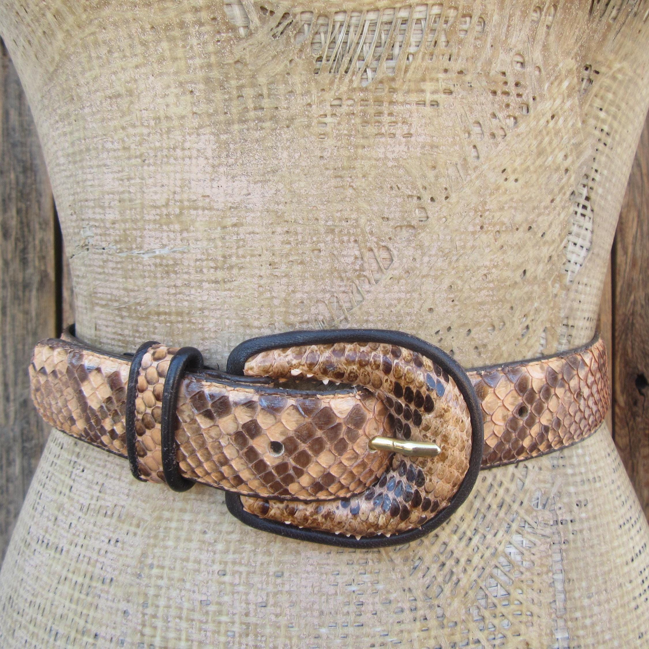 Vintage Carlisle Genuine Leather Snake Print Gold Silver 
