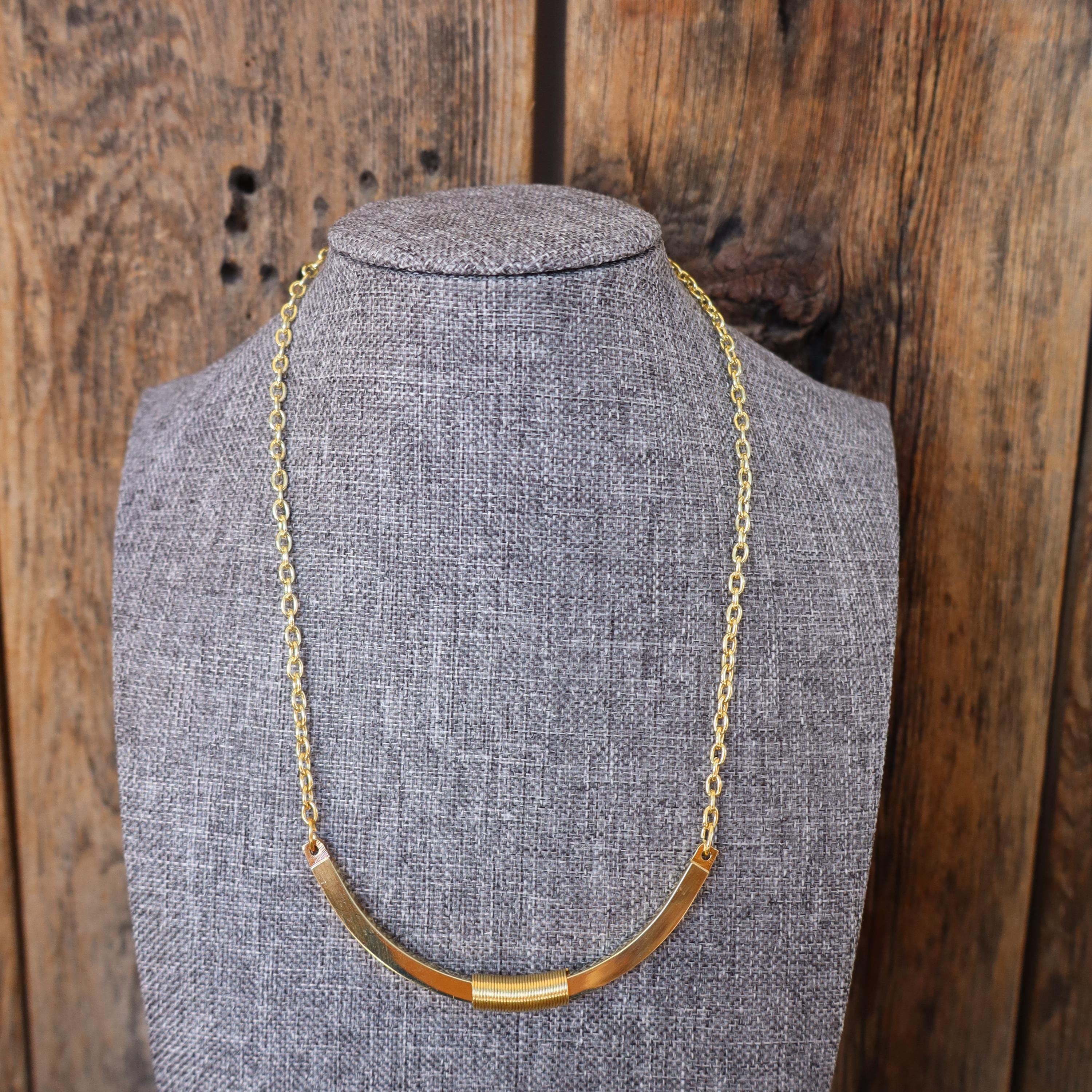 70s 80s 90s Gold Tone Chain Necklace | MCM Modernist Mid Century
