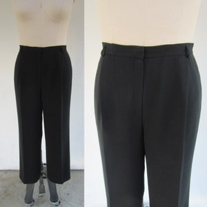 PLUS SIZE 90s High Waist Pleated Black Pants | Dark Academia | Minimal Business Casual Pleated High Rise Pants | Size 14 | 34 Waist