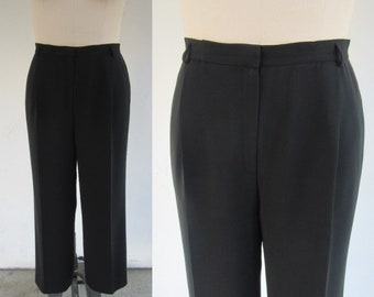 PLUS SIZE 90s High Waist Pleated Black Pants | Dark Academia | Minimal Business Casual Pleated High Rise Pants | Size 14 | 34 Waist
