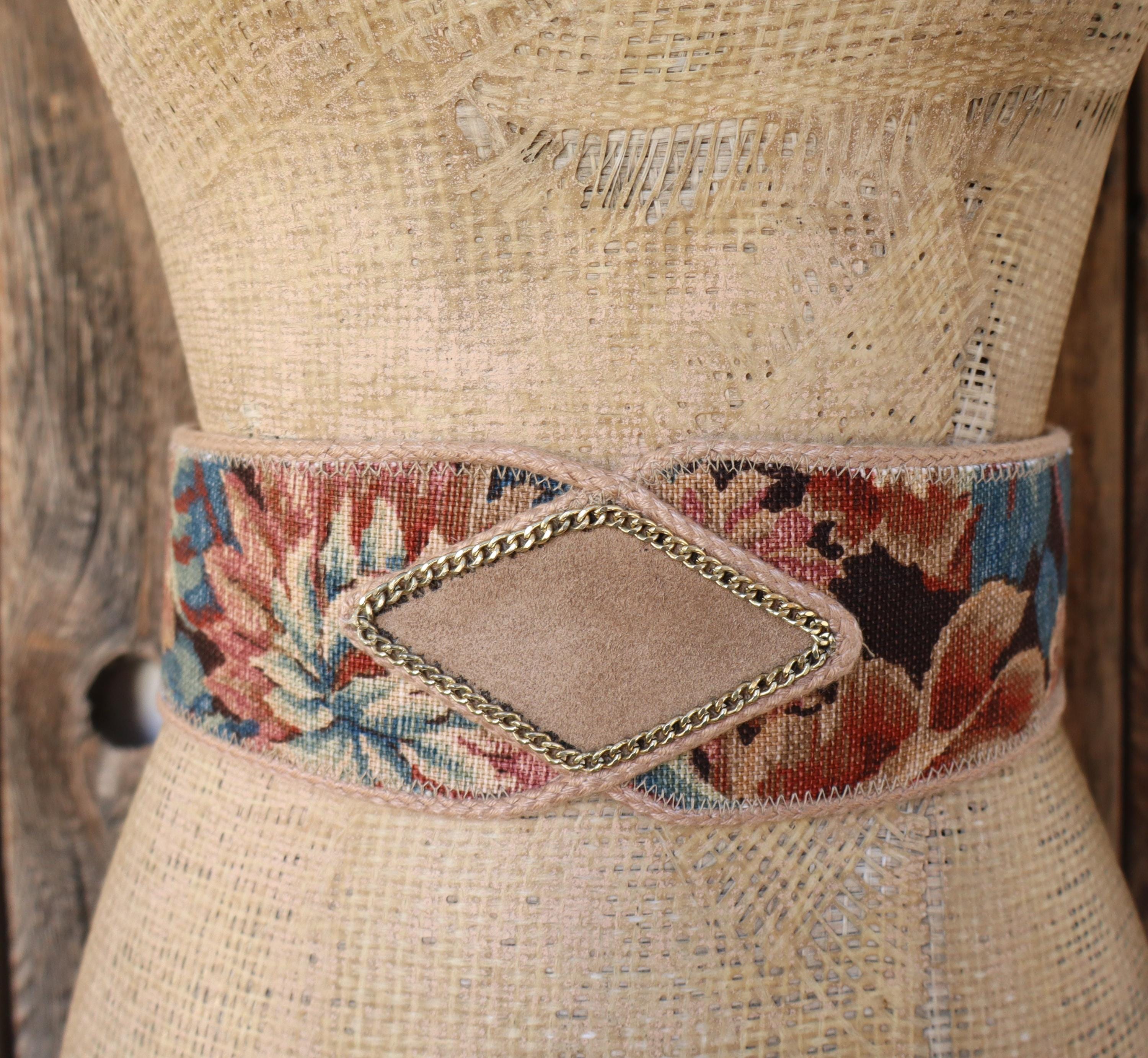 Vintage Tapestry Belt Mosaic Shell Buckle Floral Maroon Cream Grandmacore Boho WOMENS ROSE EMBROIDERED Western Cowgirl Cowboy Floral  main image 4