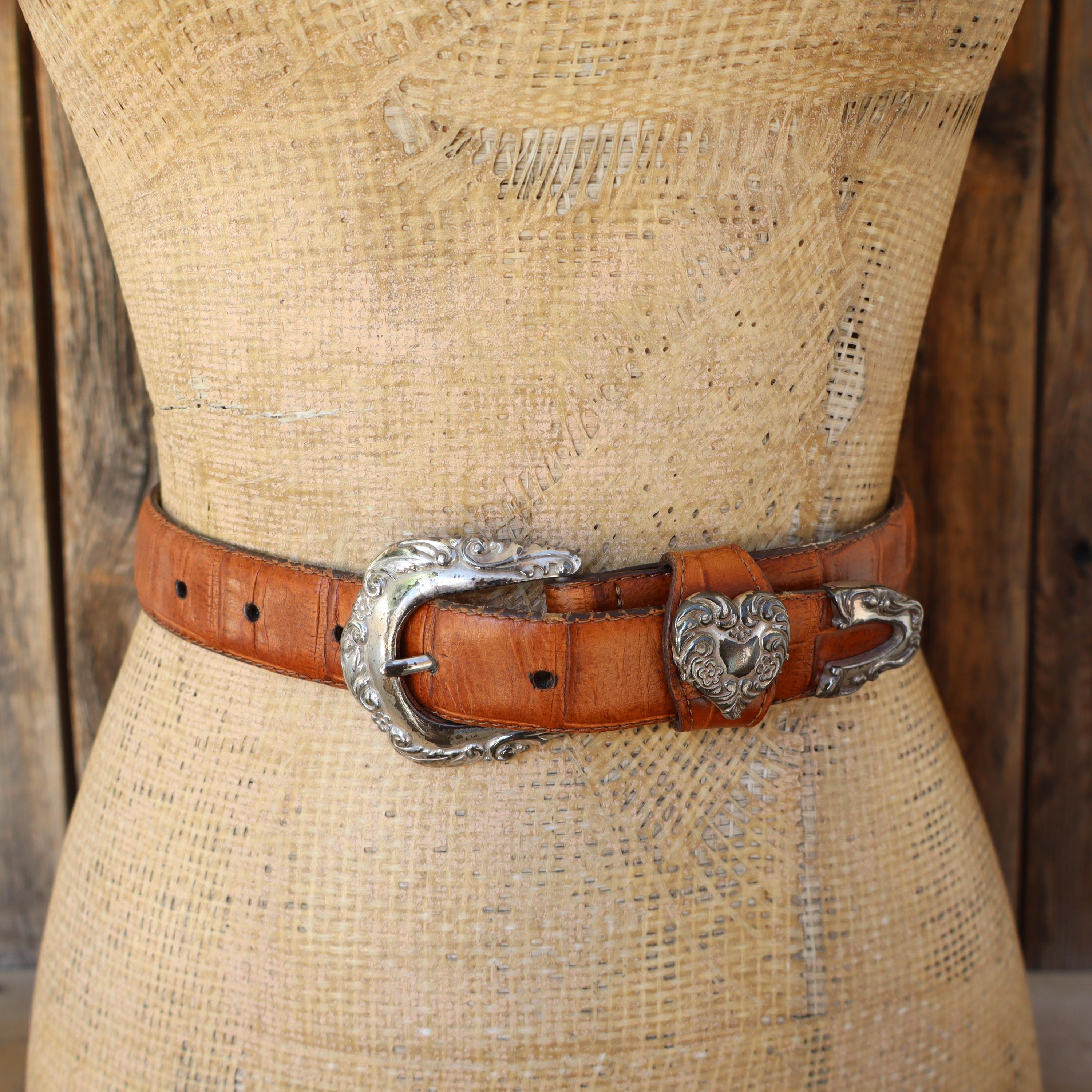 vintage Brighton レザー ベルト ハート コンチョ シルバー Hearts Reversible Belt - Brighton