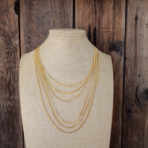 70s 80s Chunky Gold Tone Multi Layer Chain Statement  Necklace | Layrered Chain Necklace