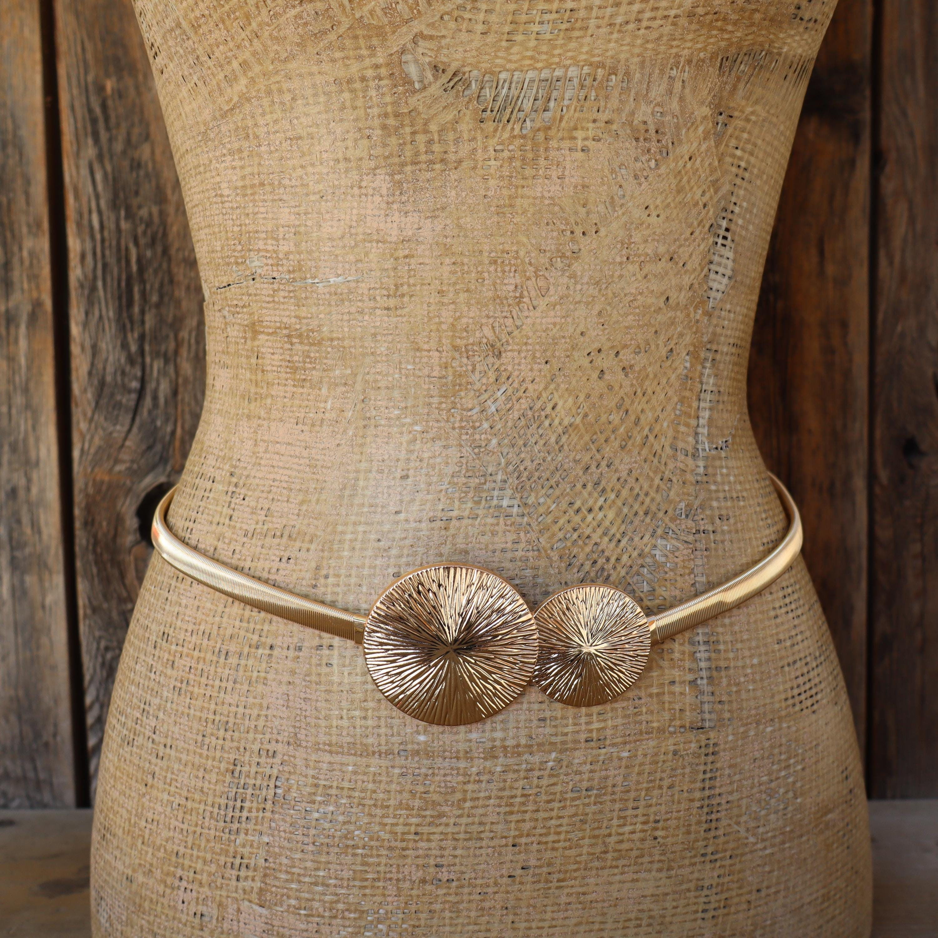 VINTAGE Gold Circle Stretch Belt Amazon.com: Weenkeey Women main image 4