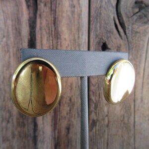 Orecchini color oro anni '90 / Orecchini modernisti ovali concavi / Orecchini geometrici geometrici