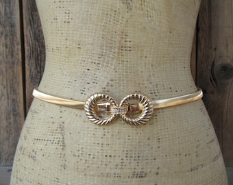 Vintage 1980s Gold Brushed Oval Metal Concho Stretch Belt Gold Metal 1980s Vintage Belts | eBay main image 4