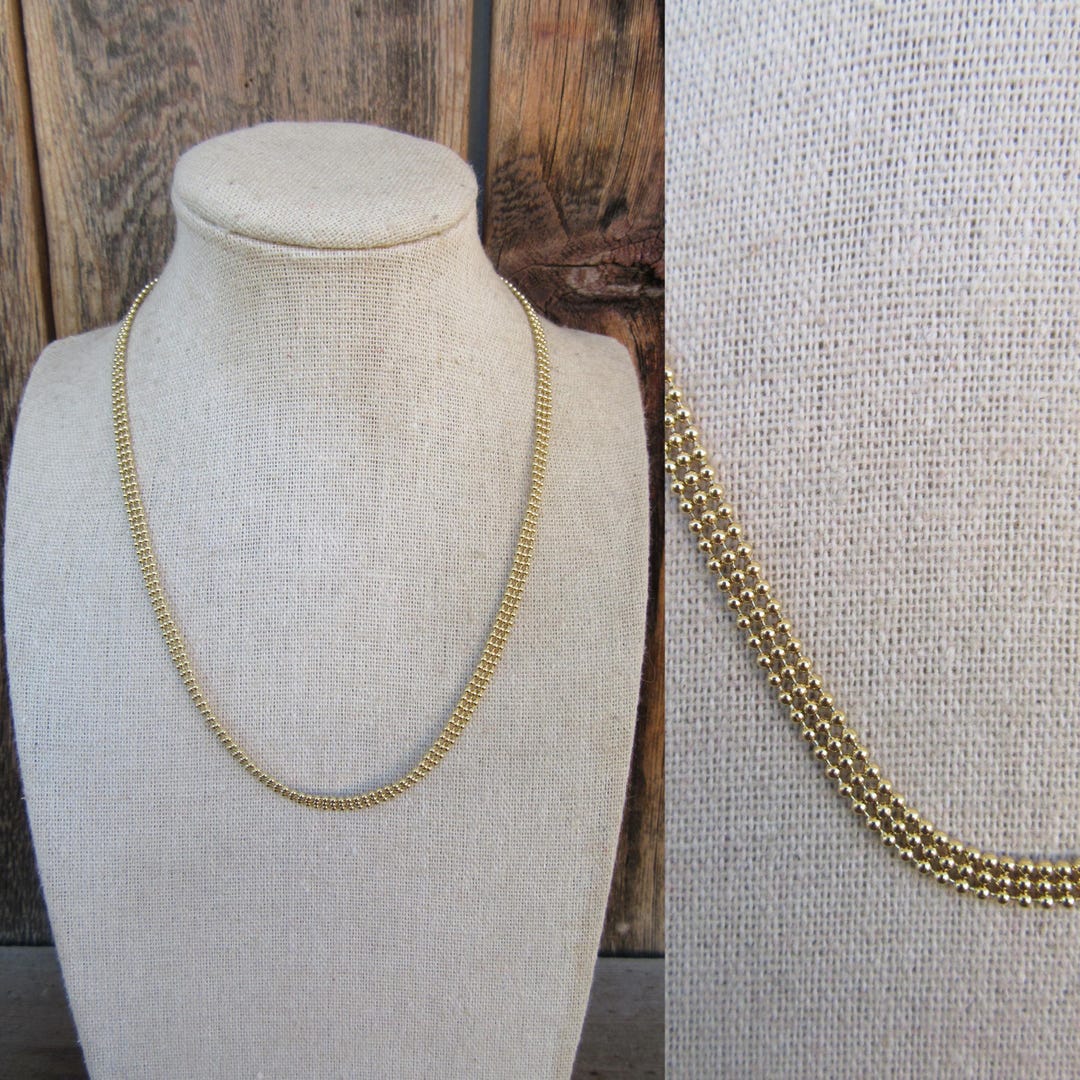 90s Gold Tone Wide BB Chain Necklace | Gold Ball Wide Chain Necklace ...