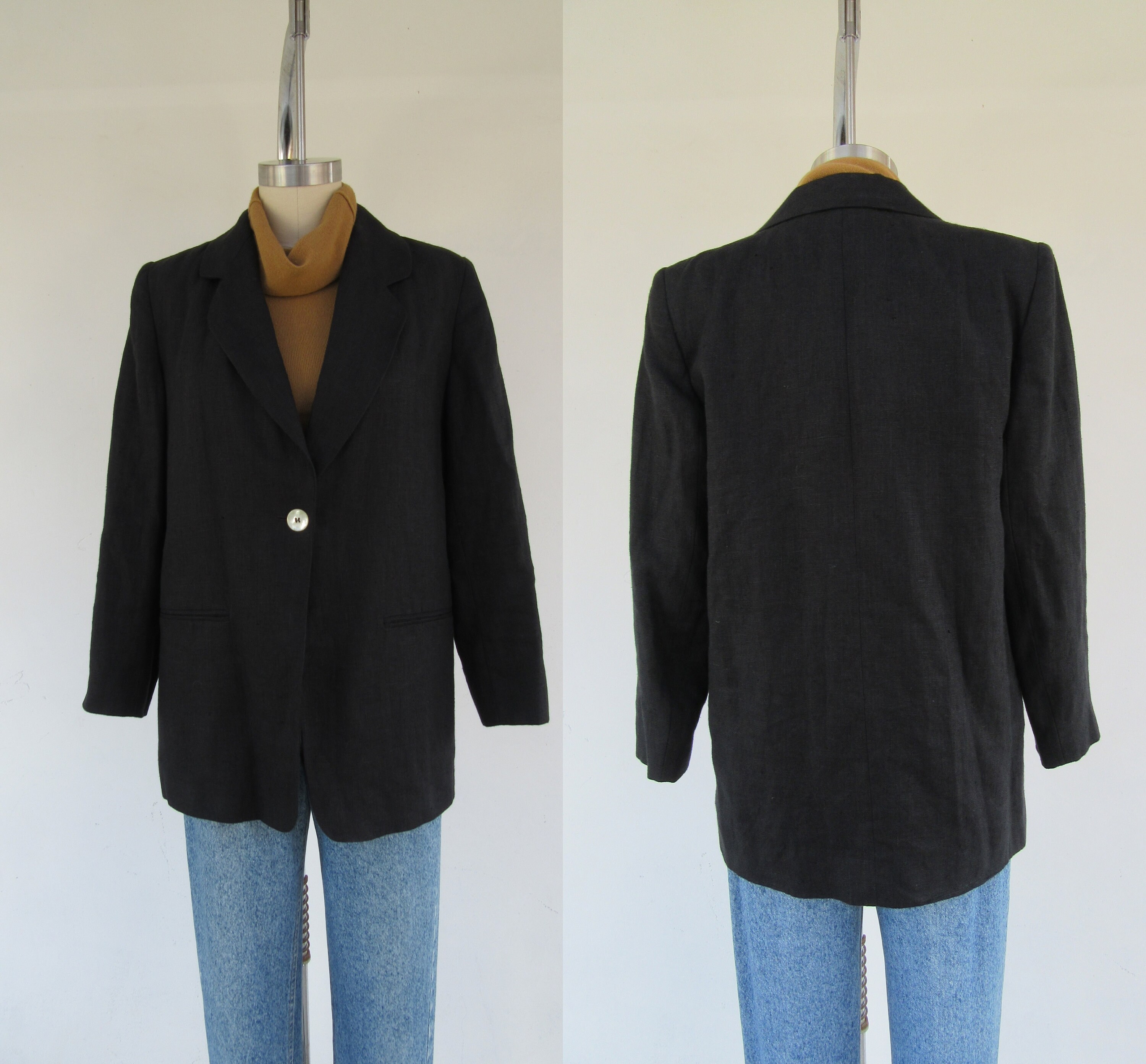 Black Asymmetrical Blazer/ Short Sleeve Coat / High Waisted Black