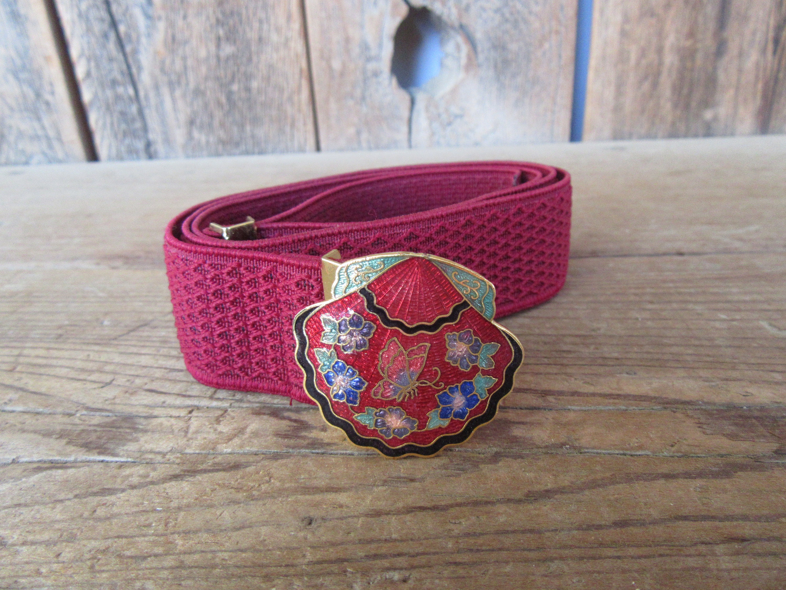 Belt Elastic Burgundy with Cloisonne‎ Buckle Belgian Stretch Belt - Burgundy | Men main image 4