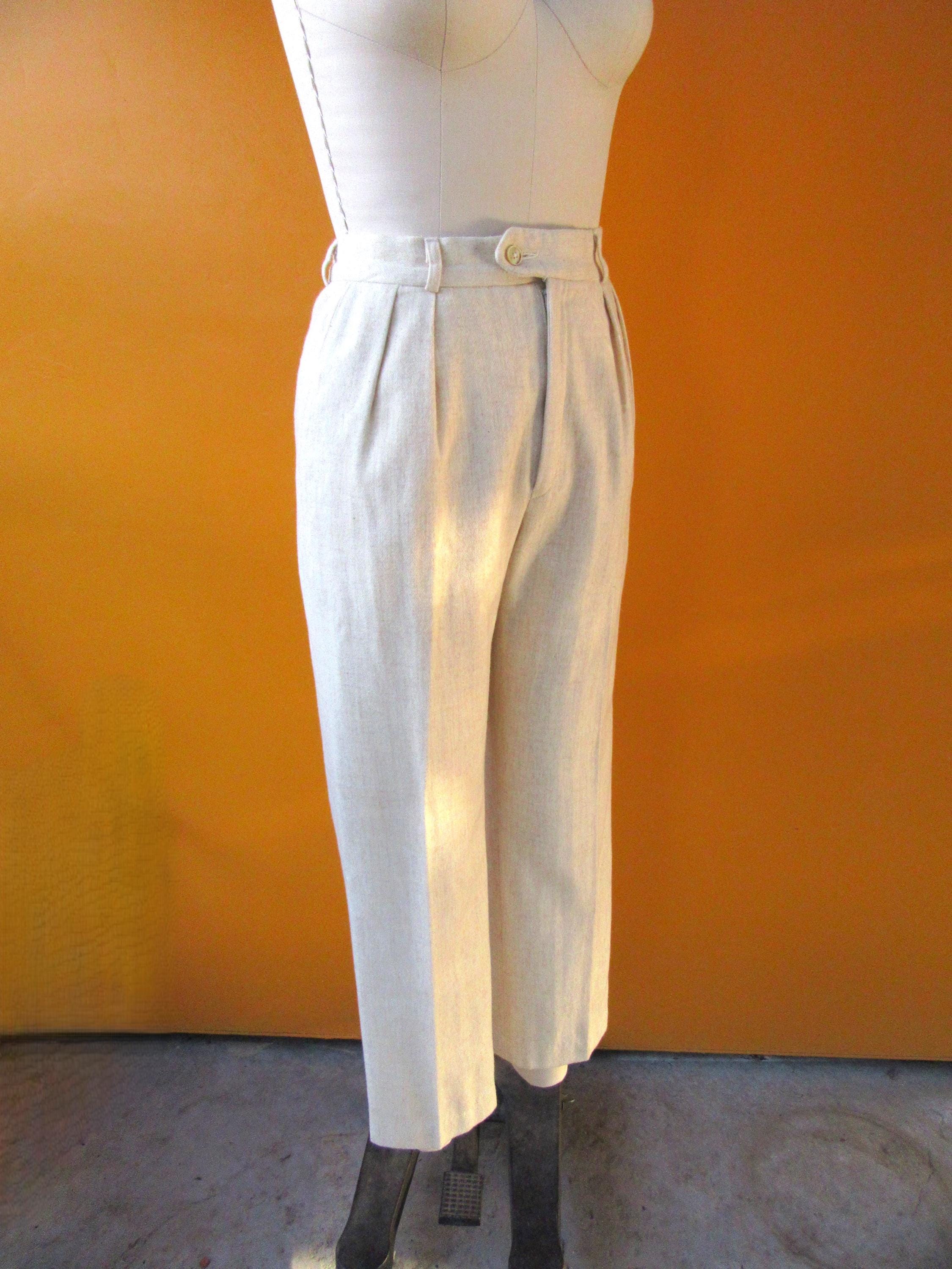 パンツ 80s 90s EURO linen 2-tuck trousers ivory パンツ 80s 90s EURO linen 2-tuck trousers ivory 80s 90s EURO