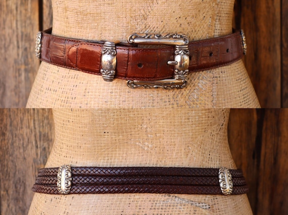 Brighton Tan Leather Belt with Croc-Accent Strap Brighton | Accessories | Brighton Crocembossed Leather Belt  main image 3