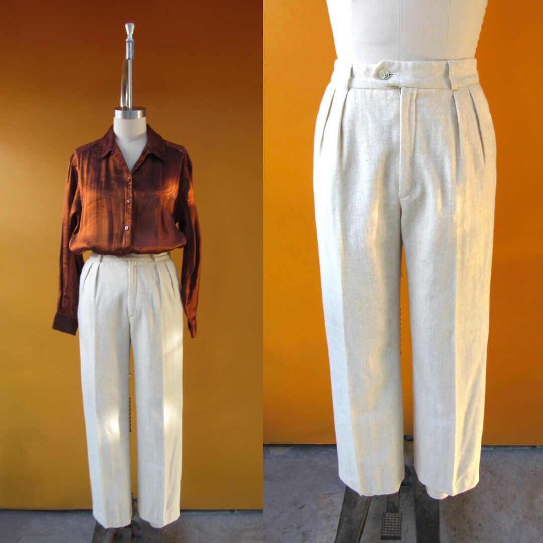 30's] French Vintage Gray Wool Striped Work Pants