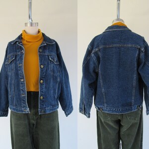 80er 90er Jahre Dunkle Jeansjacke Vintage Jeansjacke Kapsel Garderobe S M Bild 3