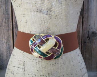 80s Orange Wide Waist Belt | Stretch Belt | Color Block 