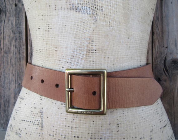 Tommy Hilfiger Y2K Leather Belt | Camel Brown 90s… - image 1