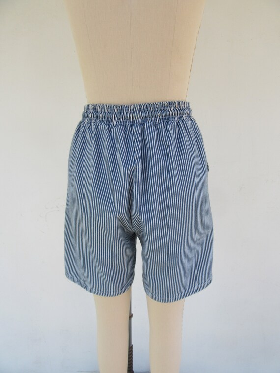 90s All Cotton Hickory Stripe Shorts | Pull on Sh… - image 7