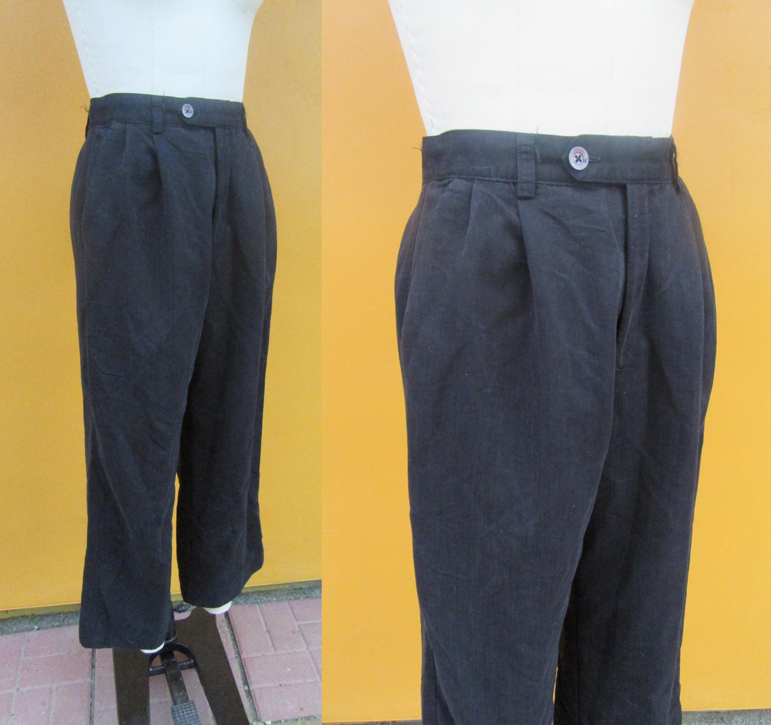 90s Black High Waist Wide Leg Pleated Trousers | Officecore Pants