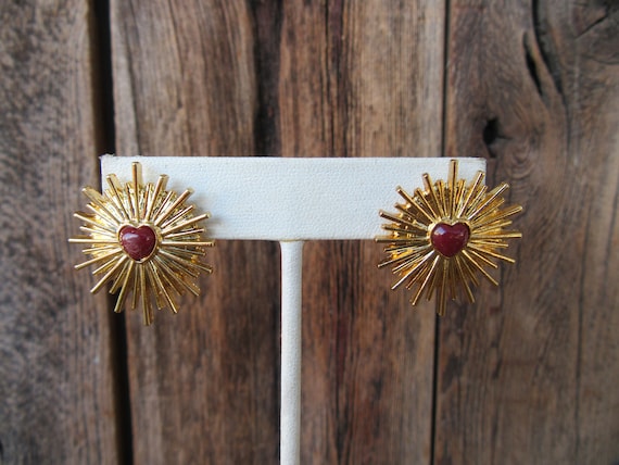 90s Glam Heart Modernist Earrings | Gold Tone and… - image 3