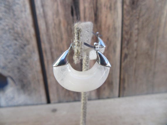 90s Chunky Vanilla Cream Ice Cube Hoop Earrings | Minimal