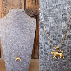 90er Jahre Tiger Anhänger Halskette | 20 &quot;Gold Ton Halskette