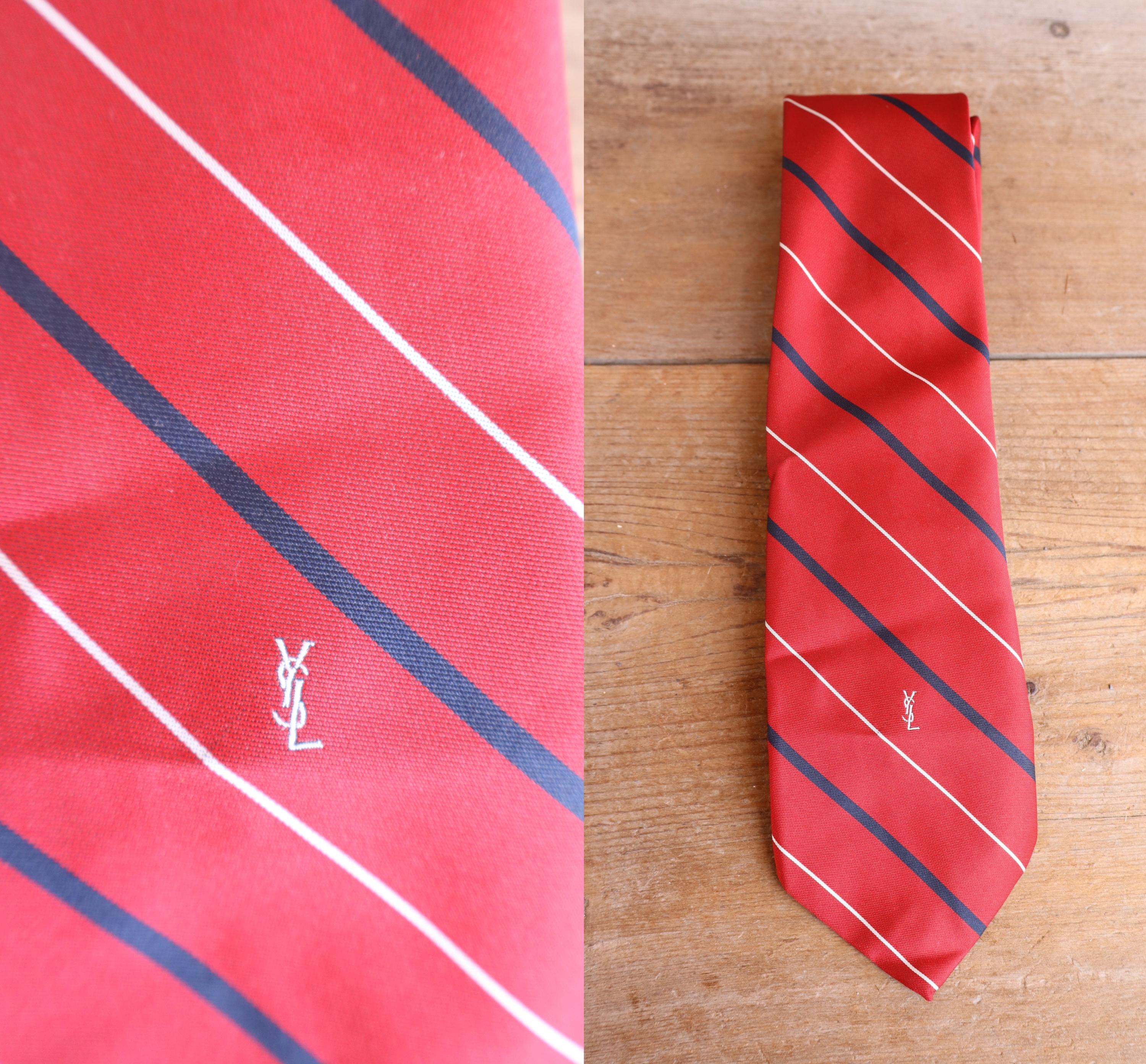 Vintage Yves Saint Laurent Ties - Etsy YSL Vintage Red All Silk Tie with Small Flower Print.EUC! main image 0
