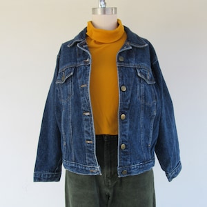 80s 90s Dark Denim Jacket Vintage Denim Jacket Capsule Wardrobe S M image 2