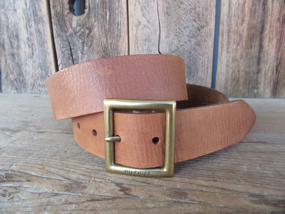 Tommy Hilfiger Y2K Leather Belt | Camel Brown 90s… - image 3