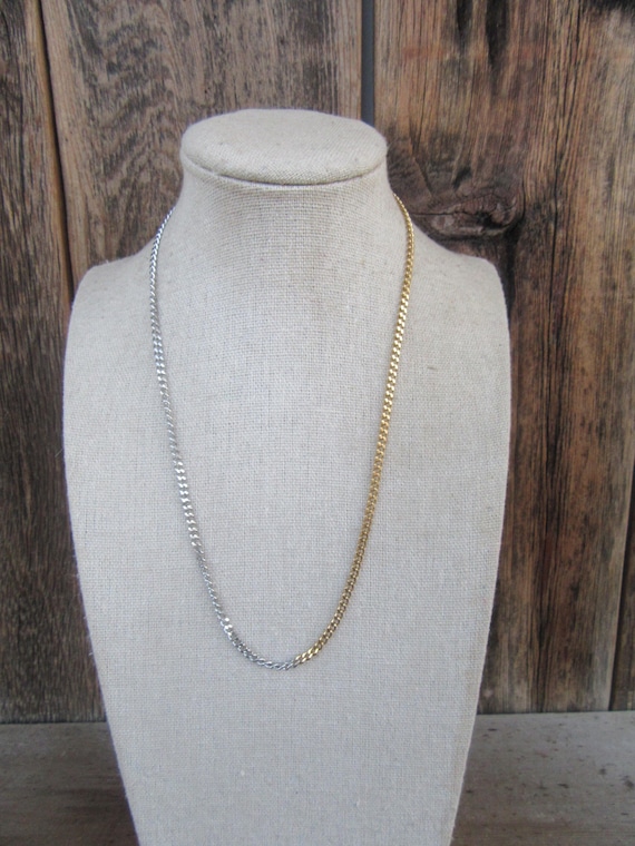 ト*ヤ様 VINTAGE CHAIN 90s 90s Mixed Metal Silver and Gold Tone Chain Necklace | Two Tone