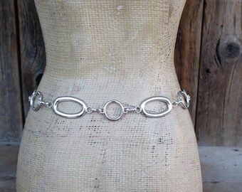 90s Silver Tone Ring Chain Belt | Chaink Link Belt  display picture 3