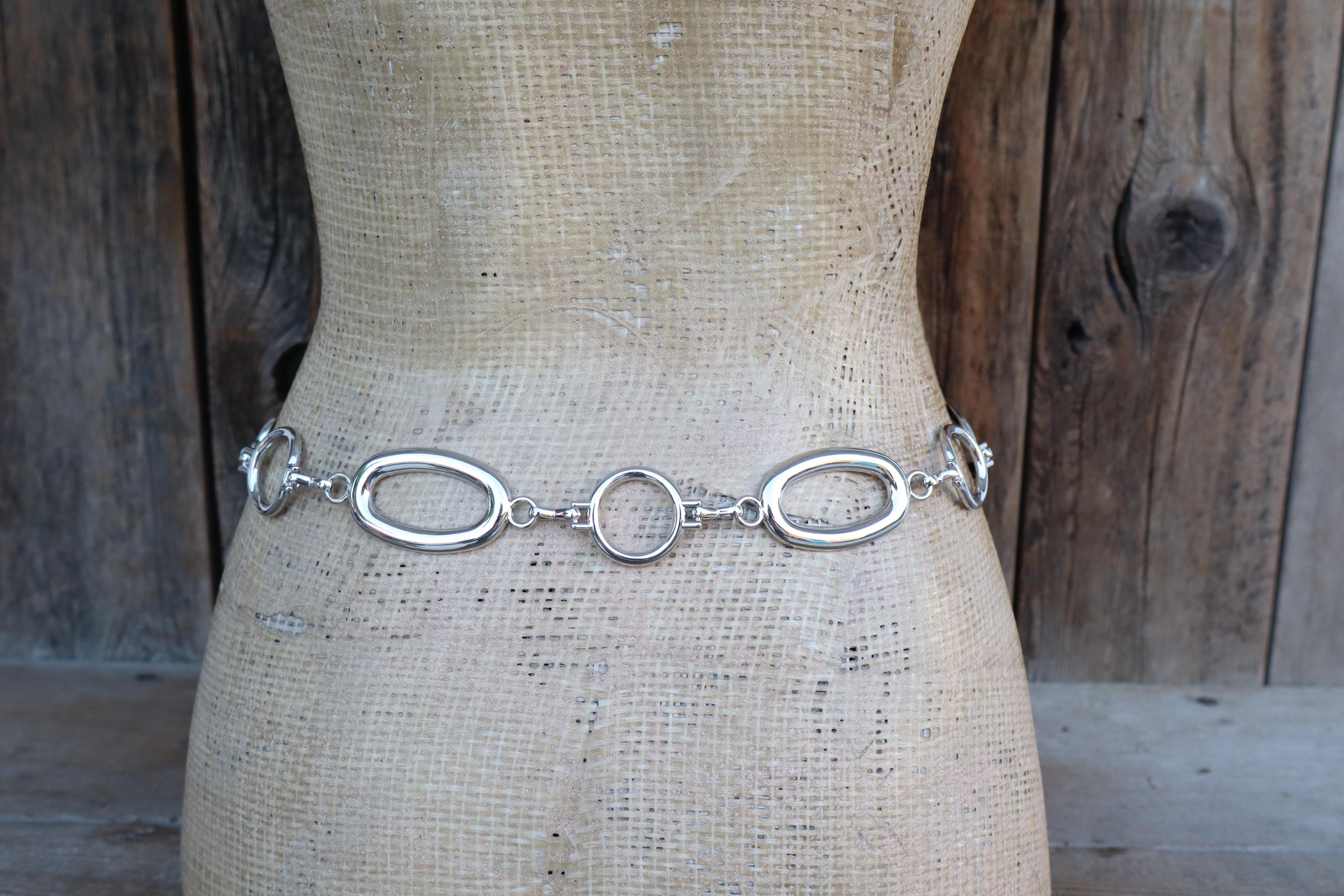 Vintage Silver-Tone Chain-Link Women\'s Belt - Stylish Metal Waist Accessory Whippy Womens Metal Waist Chain Belt for Jeans Dresses  main image 4